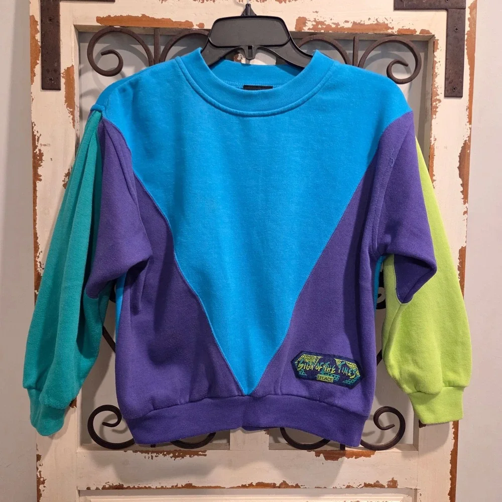 Vintage 90s The Childrens Place Kids Tracksuit Colorblock Force Graphic Set 7/8
